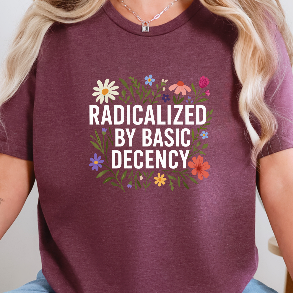 Wholesale Radicalized by Basic Decency Graphic Tee - Heather Maroon Tee