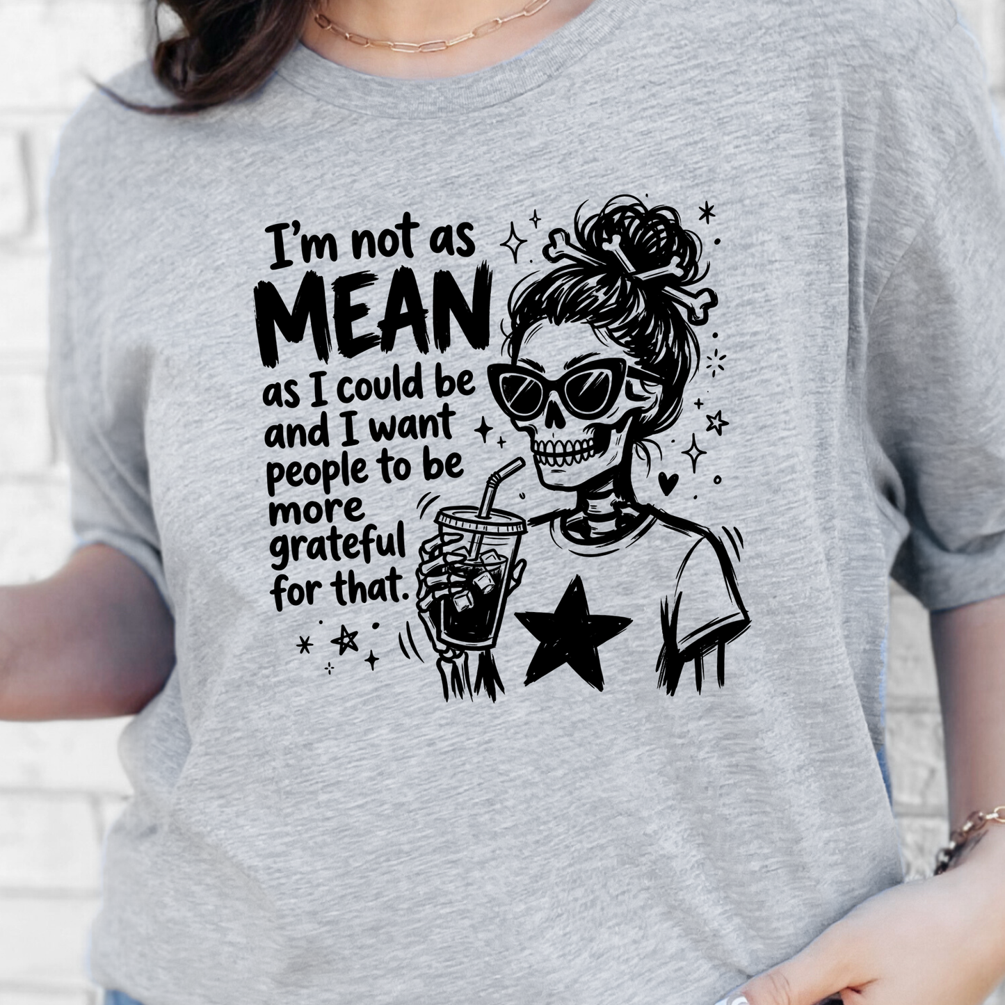 Wholesale I'm not as Mean Graphic Tee - Grey
