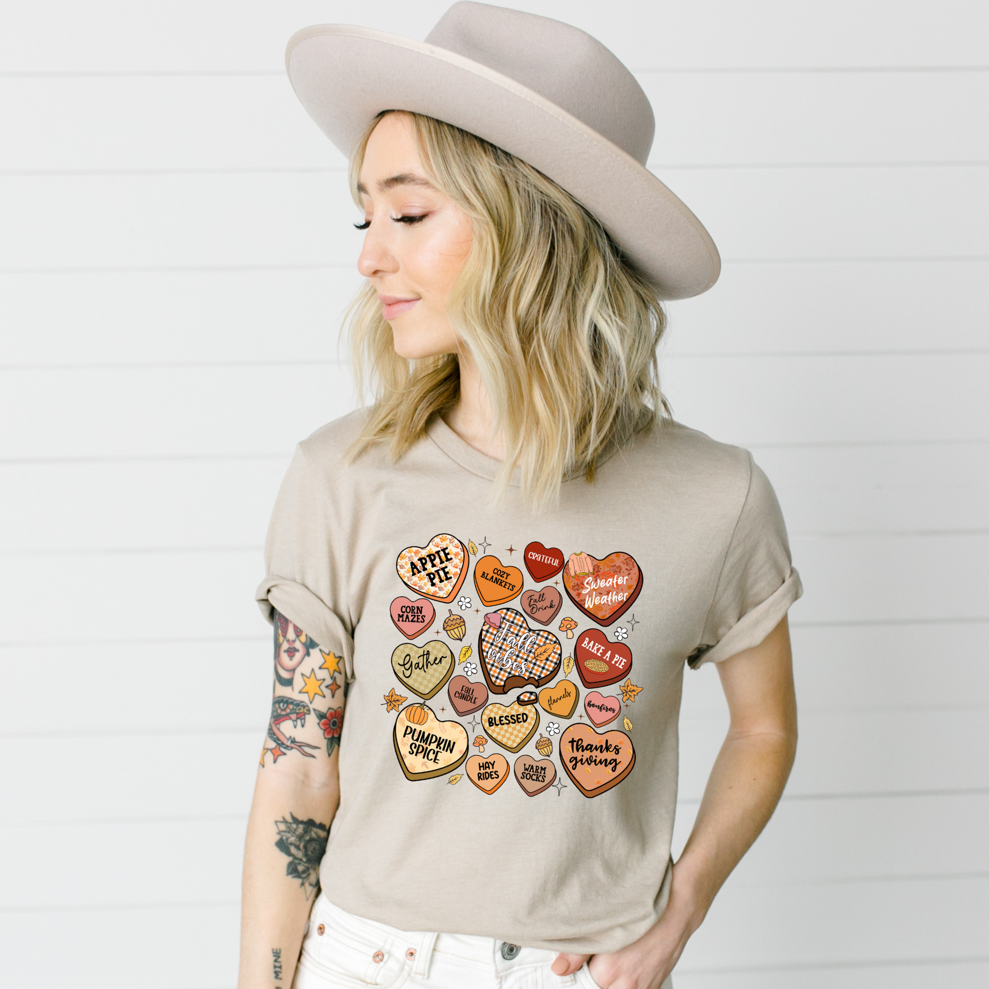 Wholesale Fall Candy Hearts - Heather Dust Tee