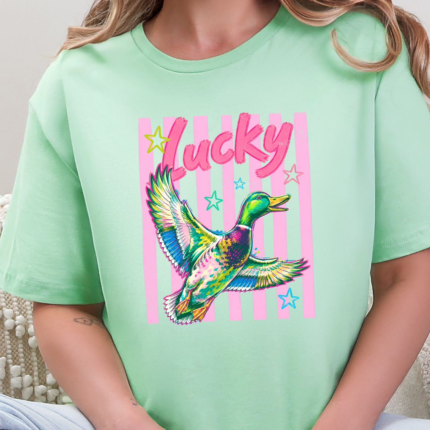 Wholesale Lucky Duck Graphic Tee - Mint
