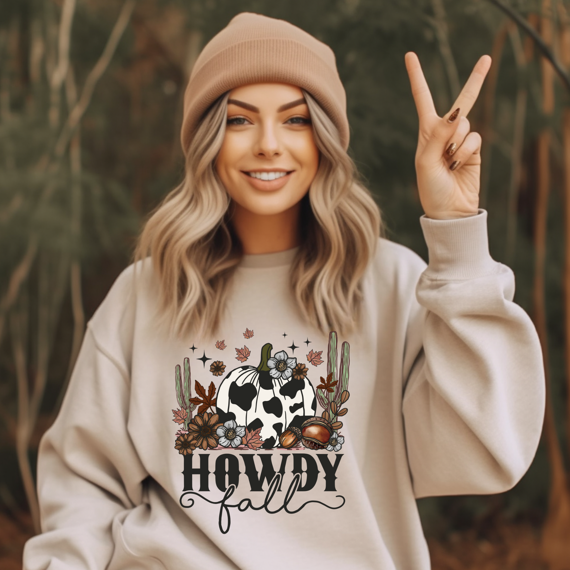Wholesale Howdy Fall Graphic Tee - Sand Sweatshirt