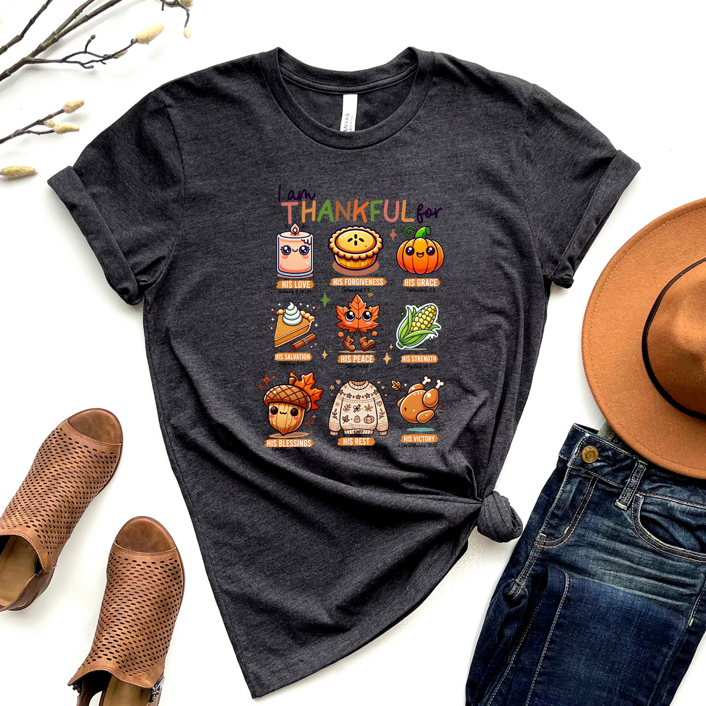 Wholesale Fall I Am Thankful For - Heather Dust Tee