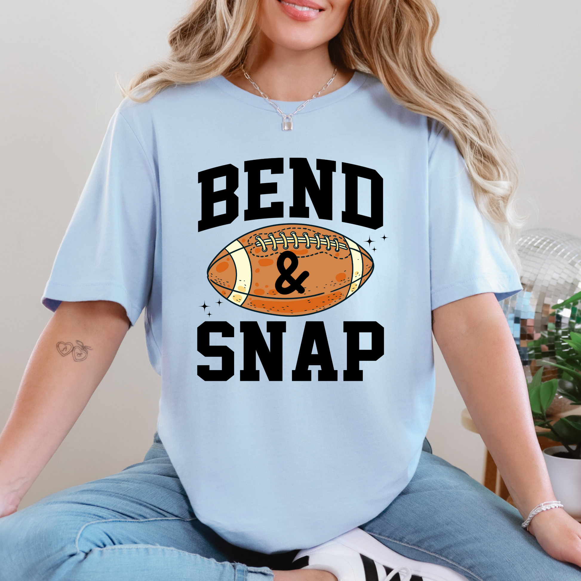 Wholesale Bend & Snap Graphic Tee - Baby Blue Tee