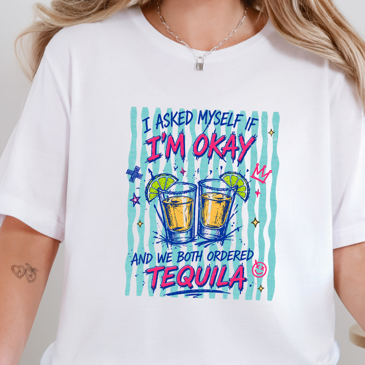Wholesale Both Ordered Tequila Graphic Tee - White Tee