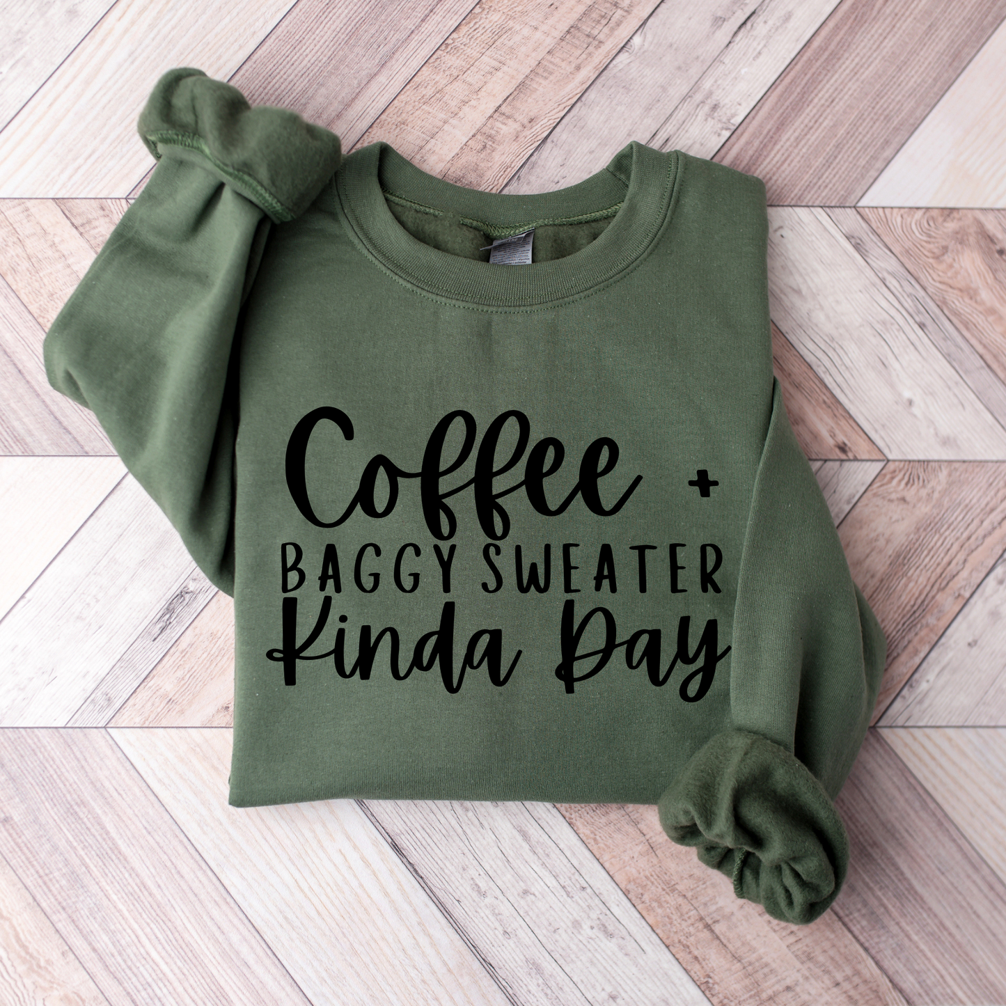 Wholesale Coffee & Baggy Sweater - Military Green Sweatshirt