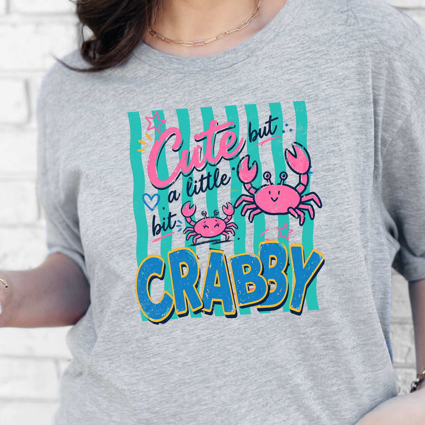 Wholesale Cute But Crabby Graphic Tee - Grey Tee