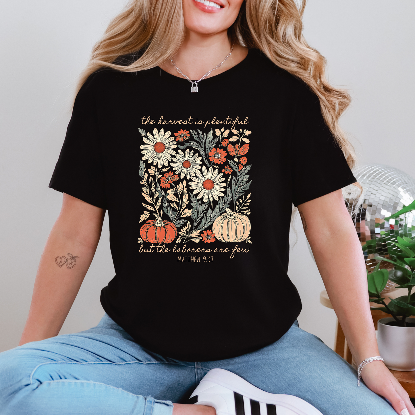 Wholesale The Harvest is Plentiful Graphic Tee - Black Tee
