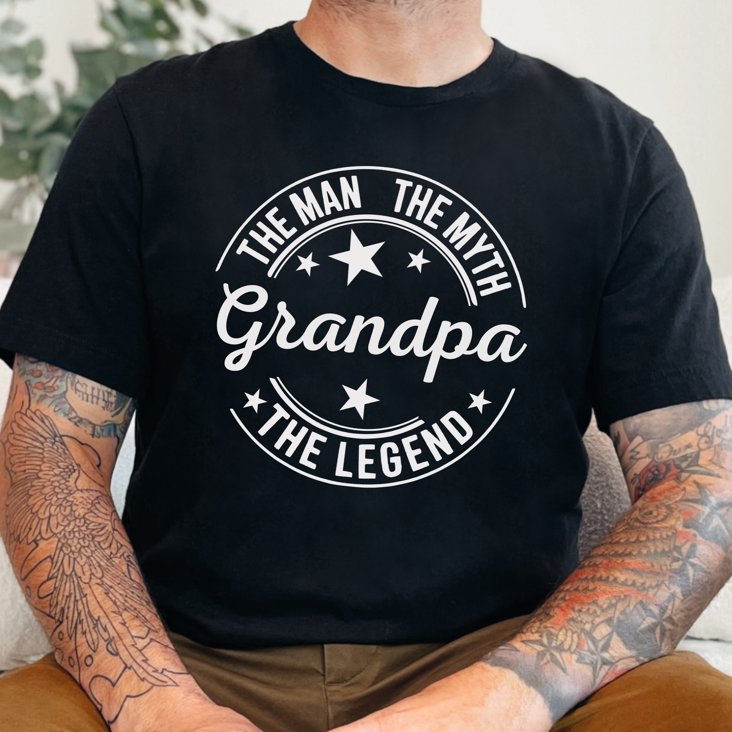 Wholesale Custom The Man The Myth Graphic Tee - The Bad Influence - Black Tee