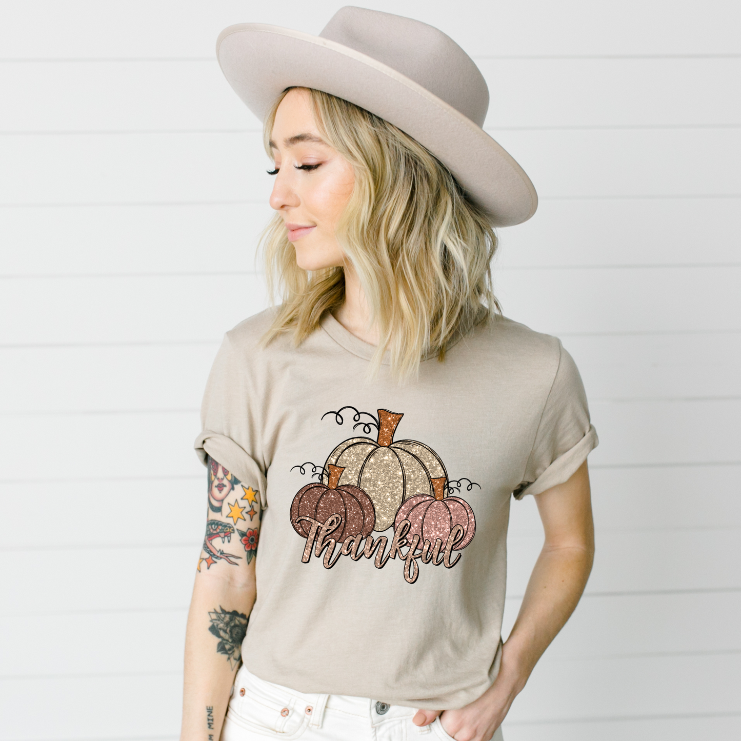 Wholesale Thankful Bling Graphic Tee - Sport Grey Sweatshirt