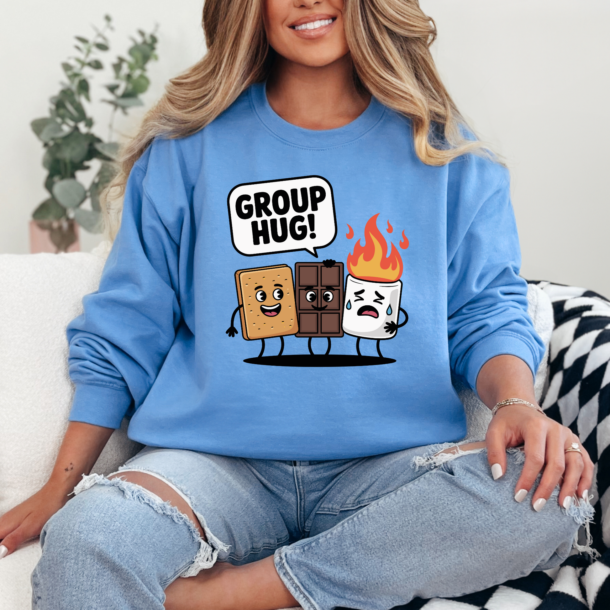 Wholesale Group Hug Smores Sweatshirt - Carolina Blue Sweatshirt