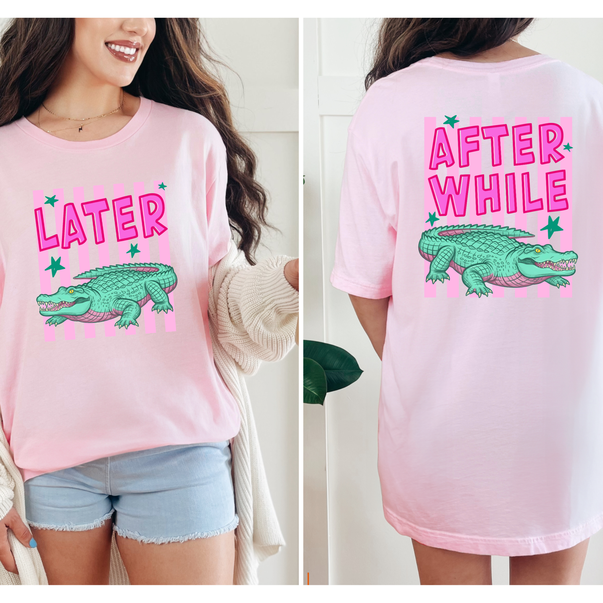 Wholesale Later Gator, After While Graphic Tee - Pink Tee