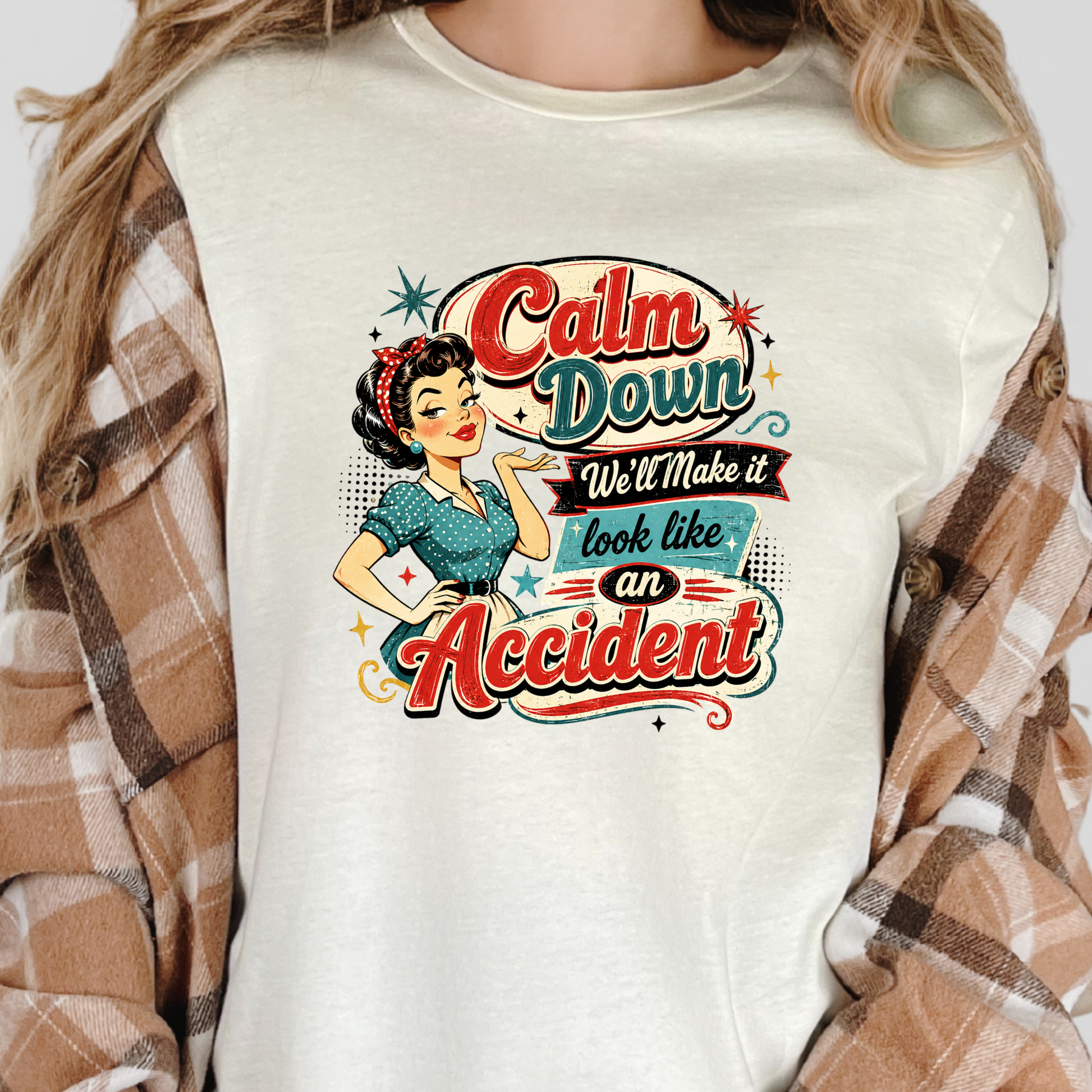 Wholesale Vintage Calm Down Graphic Tee - Natural
