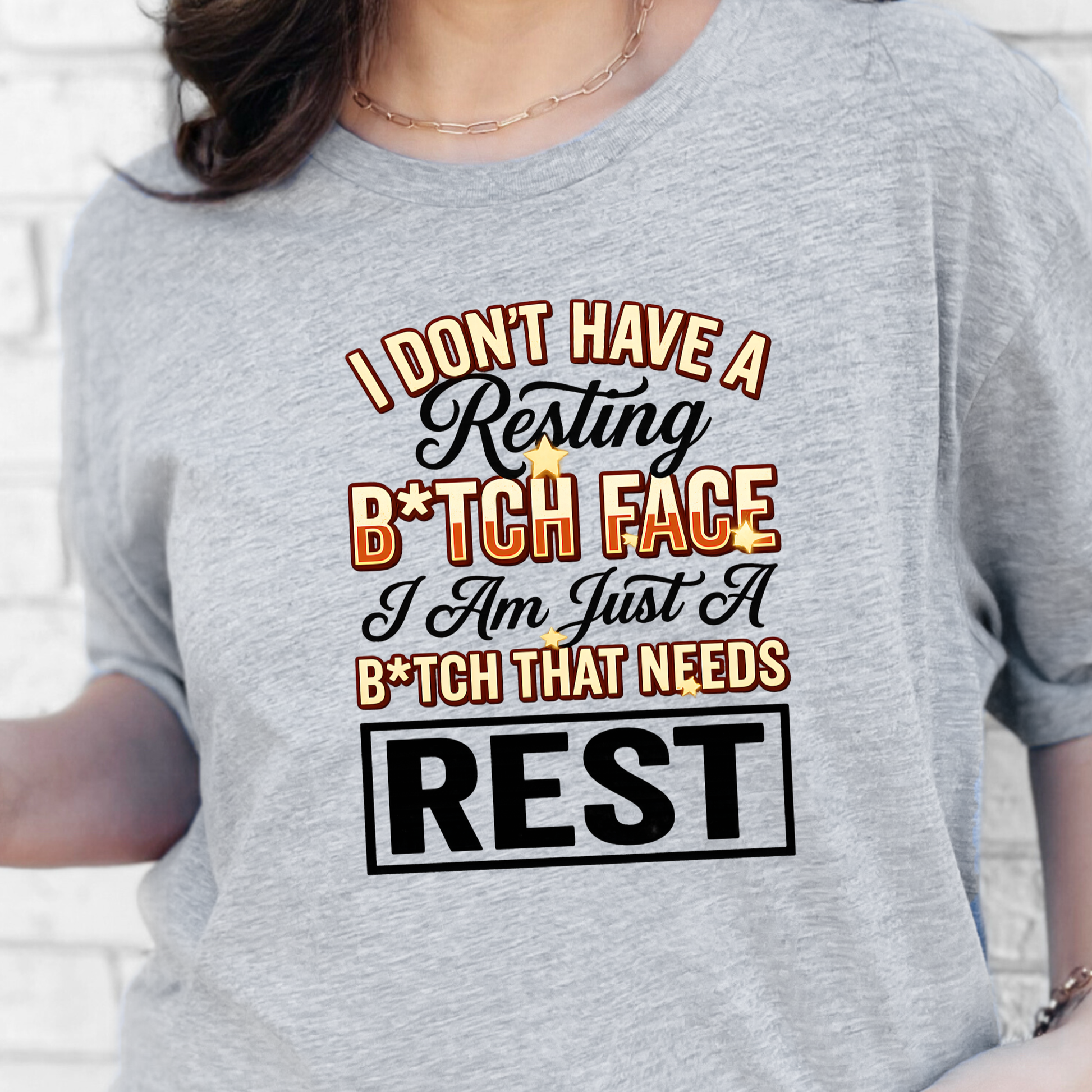 Wholesale Resting B*itch Face Graphic Tee - Grey