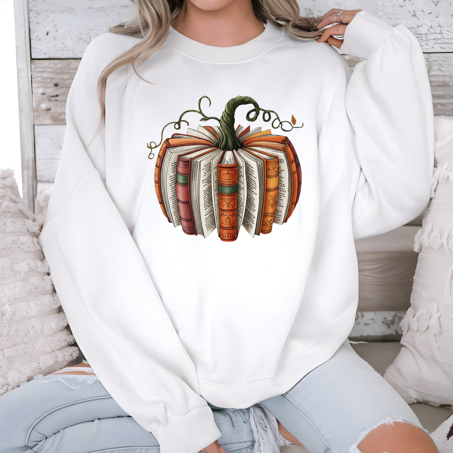 Wholesale Fall Book Pumpkin Sweatshirt - Sand Sweatshirt