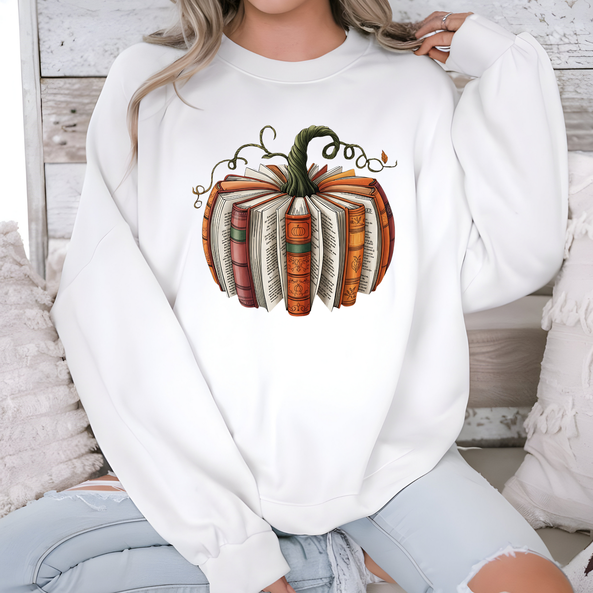 Wholesale Fall Book Pumpkin Sweatshirt - Sand Sweatshirt