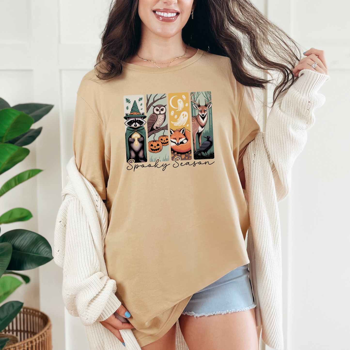 Wholesale Spooky Season Animals Graphic Tee - Sand Dune Tee