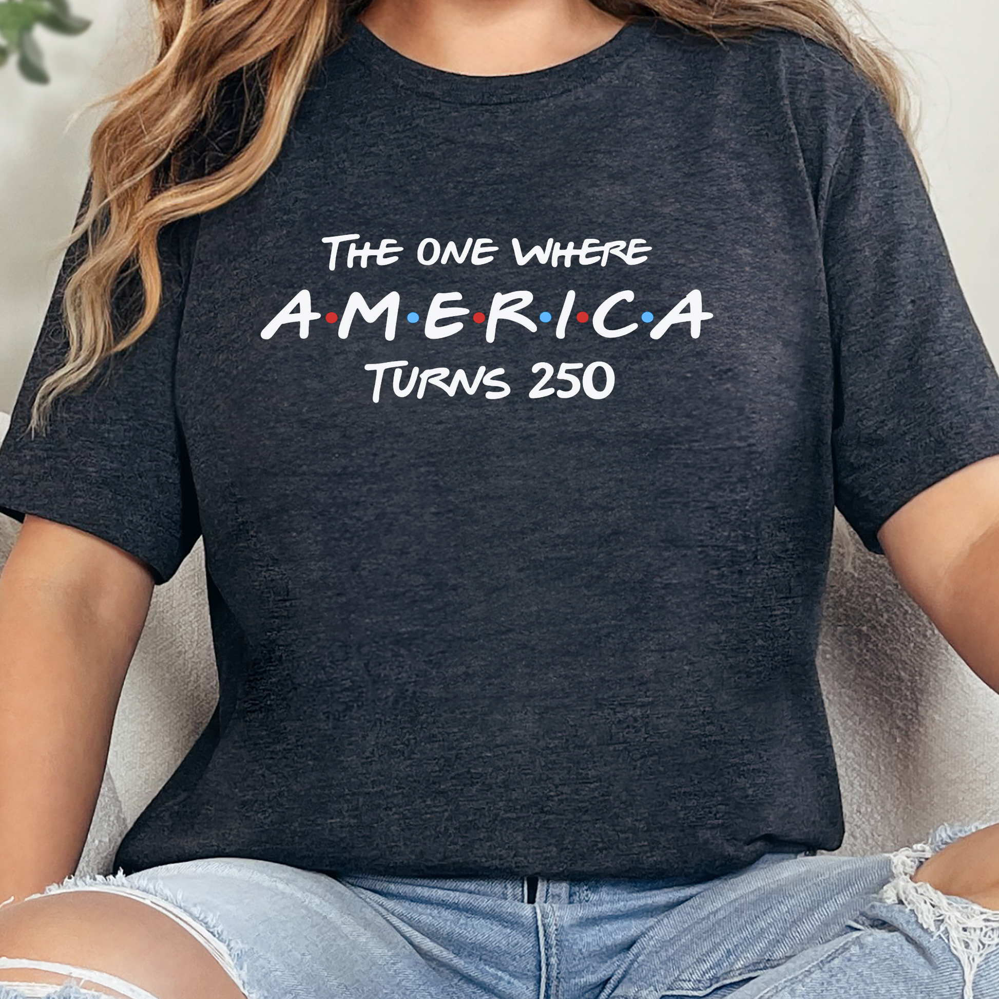 Wholesale America 250 Friends Graphic Tee - Dark Grey Heather