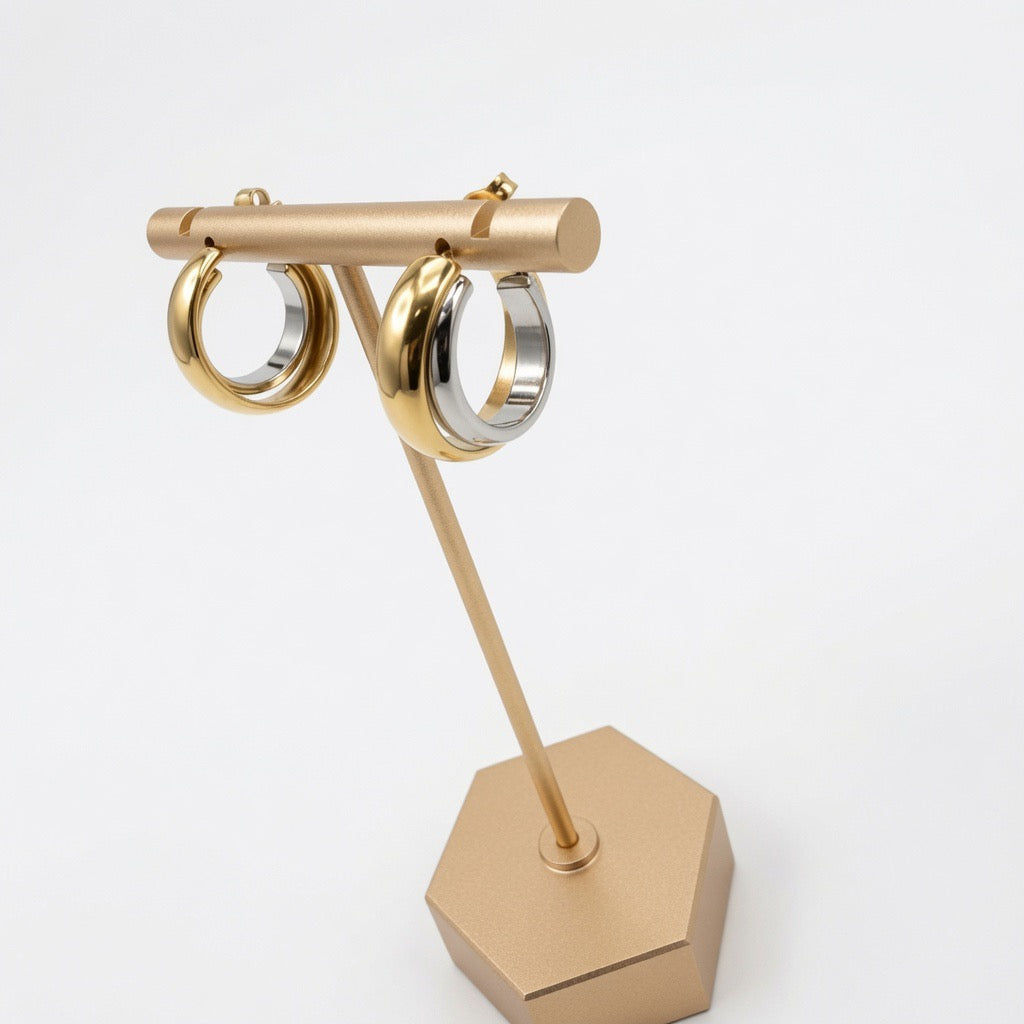 Hannah Two Toned Hoop Earrings