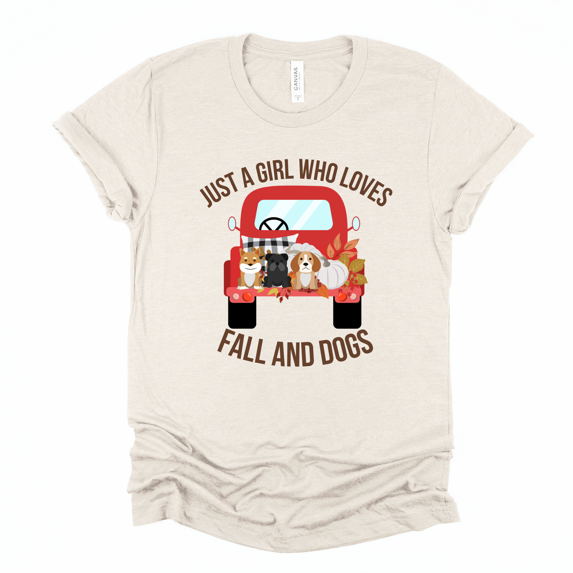 Wholesale Fall and Dogs Graphic Tee - Sand