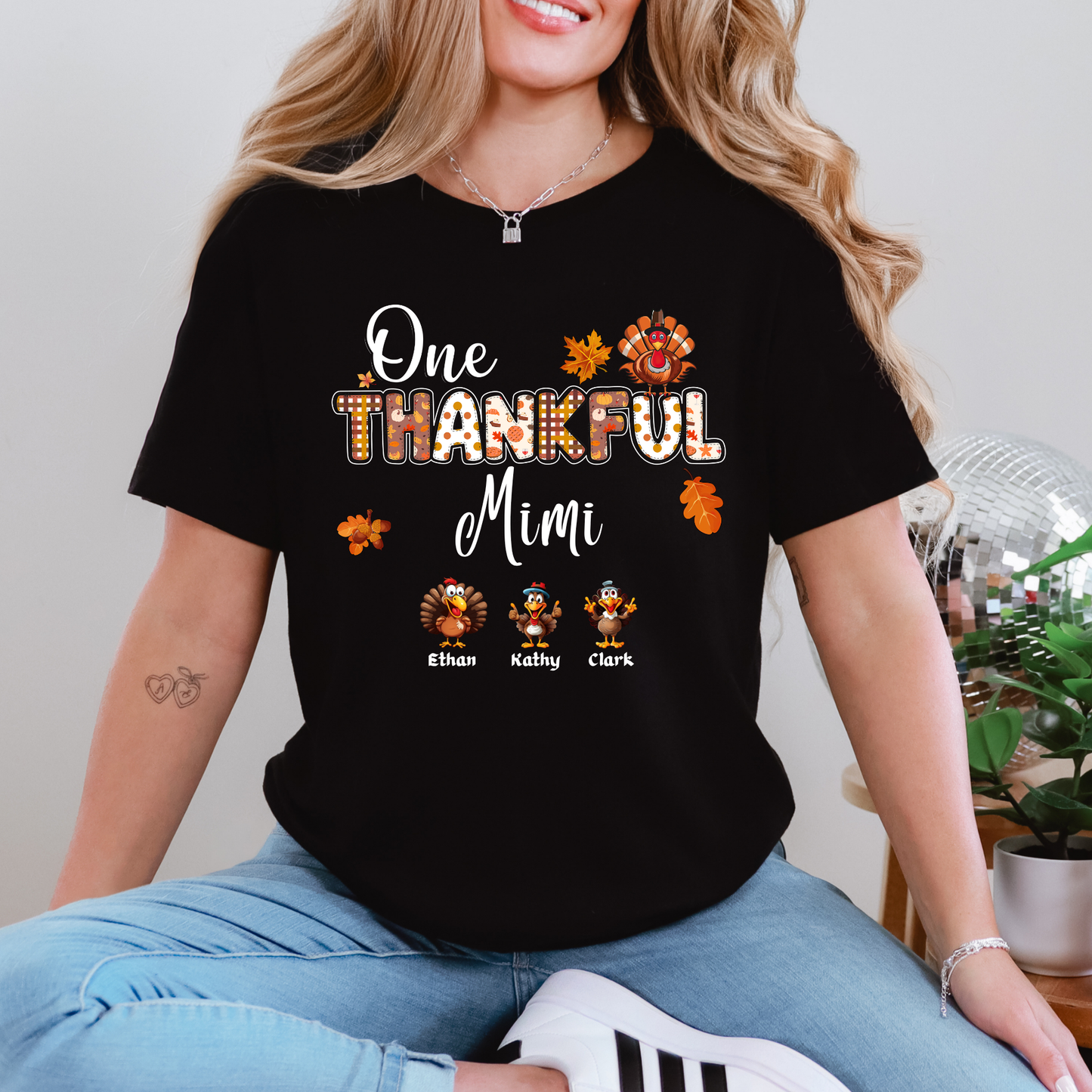 Wholesale One Thankful Custom Graphic Tee - Black Tee