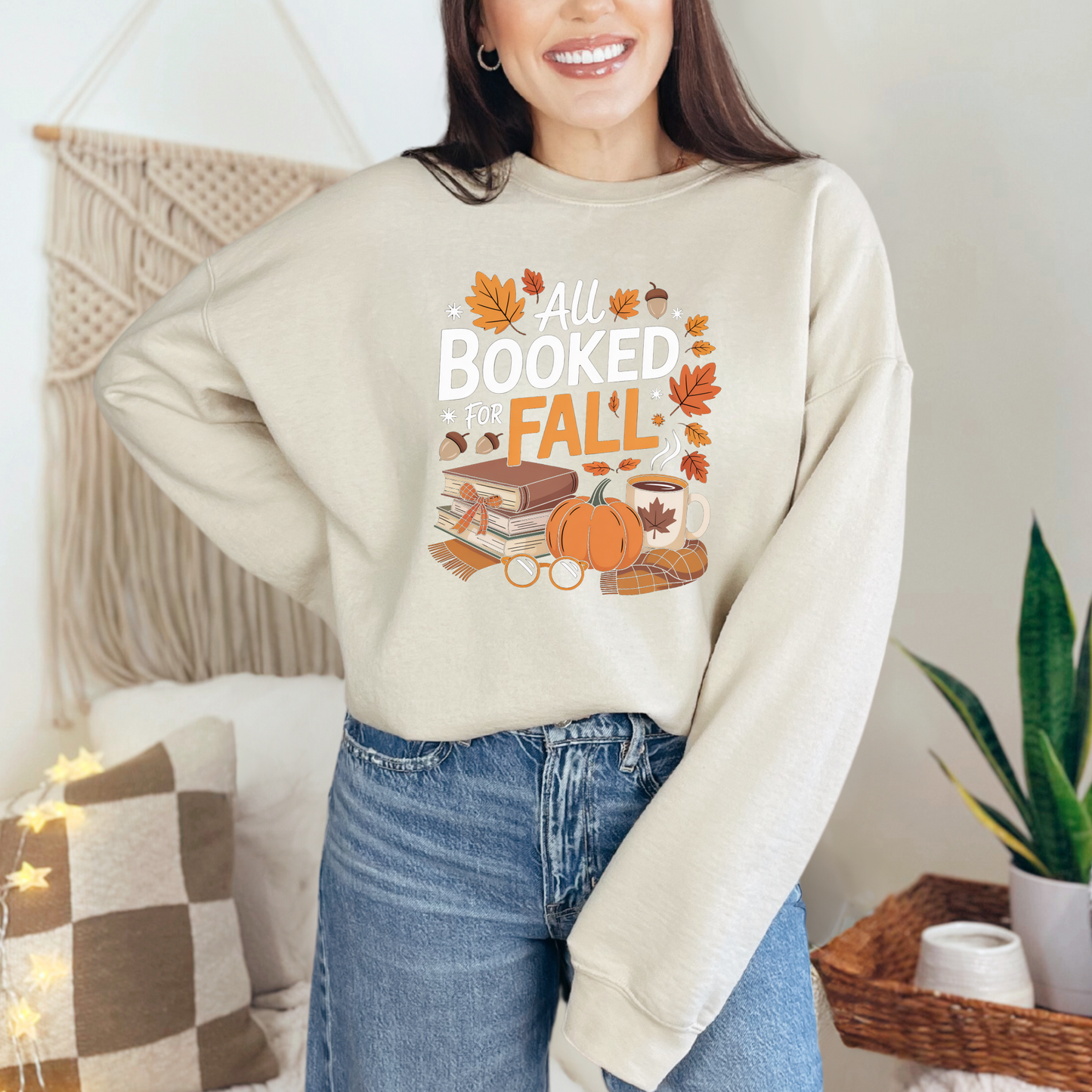 Wholesale Booked for Fall Graphic Tee or Sweatshirt - Sand Sweatshirt
