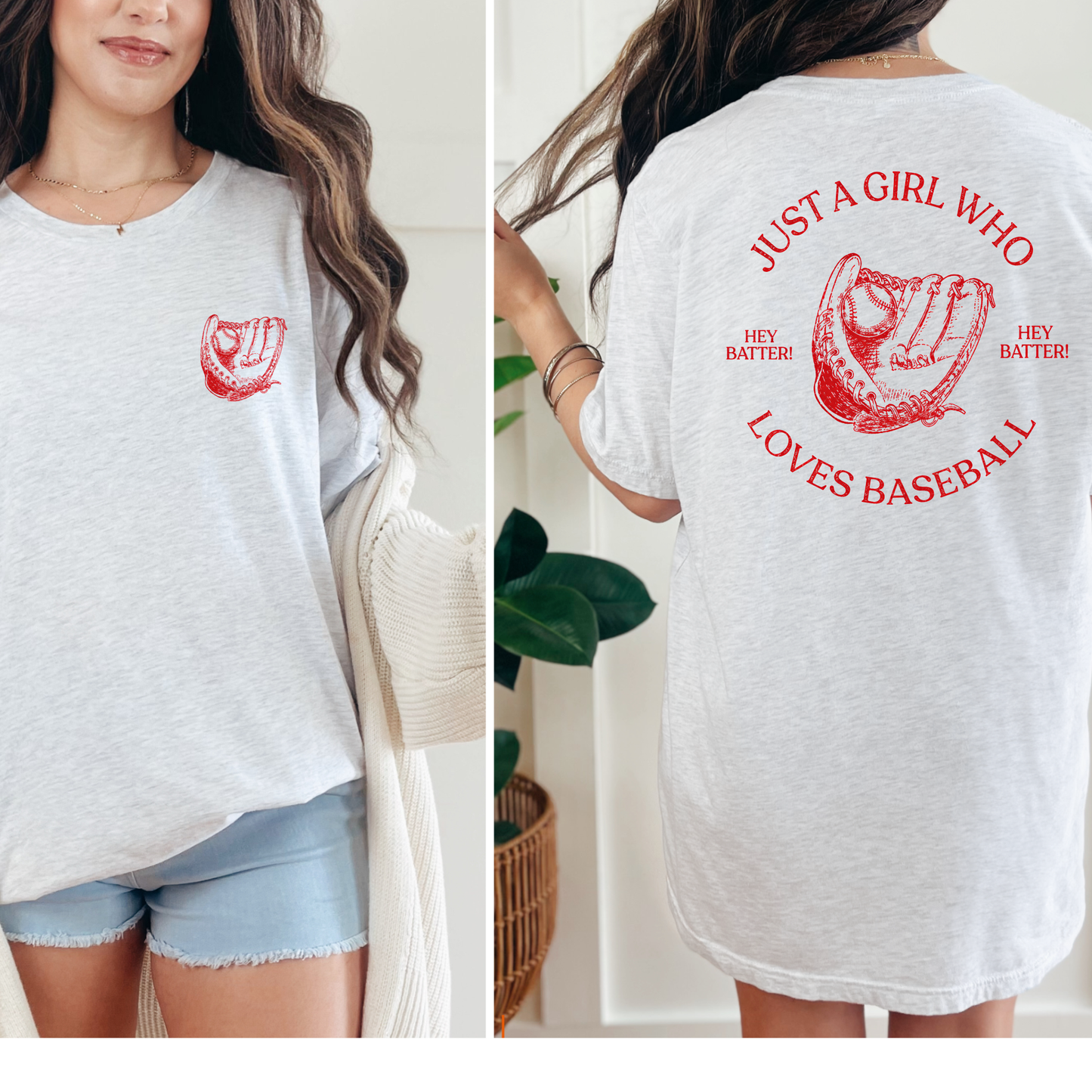Wholesale Just a Girl Who Loves Baseball Graphic Tee - Ash Tee