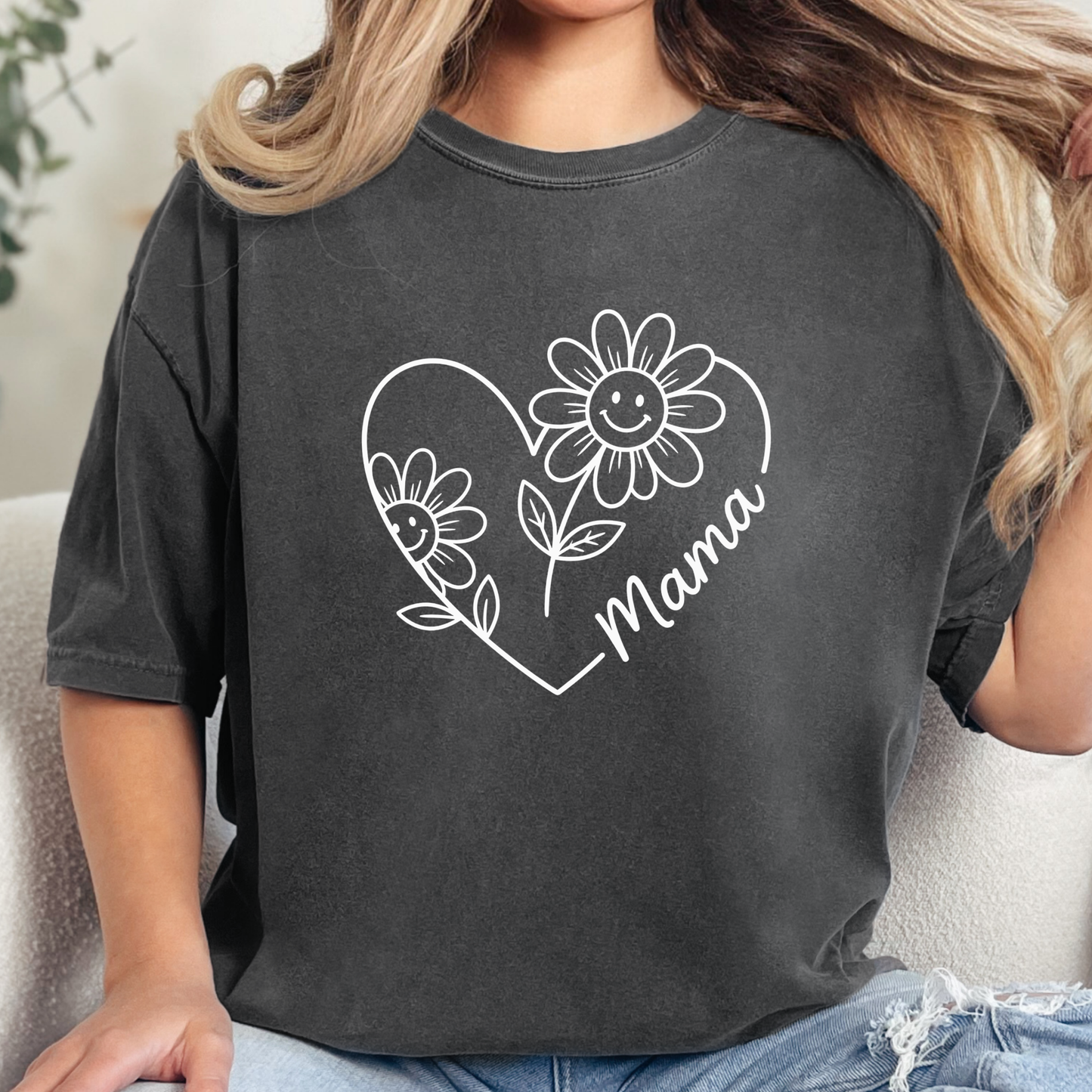 Wholesale Retro Mama Heart Flowers Graphic Tee - CC Pepper Tee