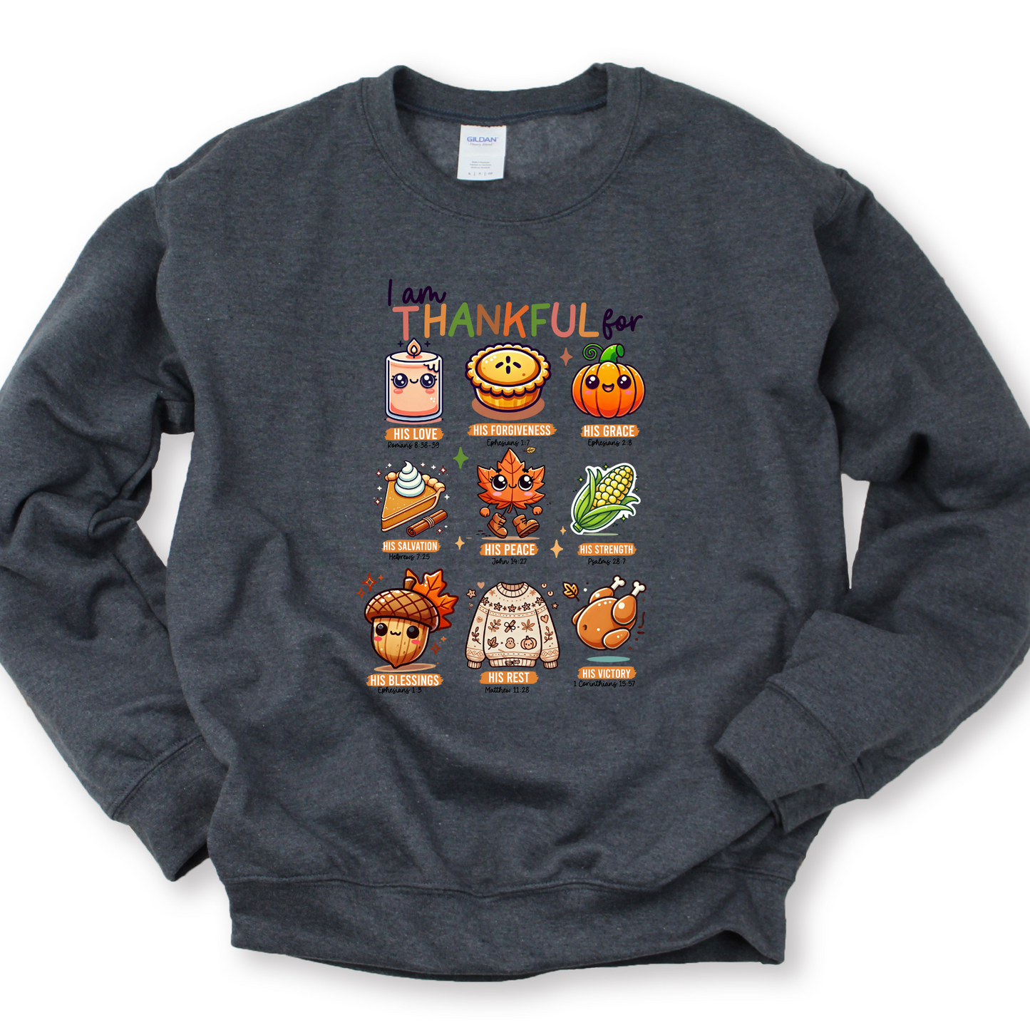 Wholesale Fall I Am Thankful For - Heather Charcoal Sweatshirt