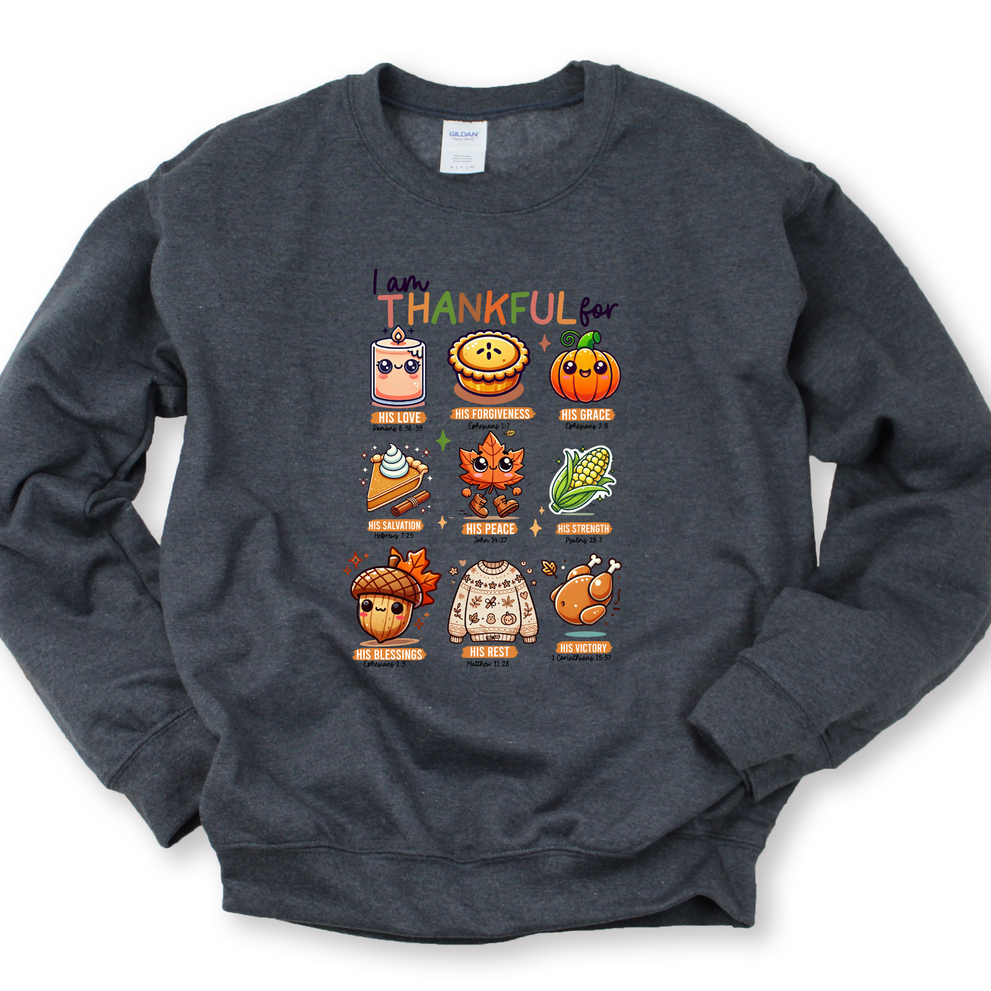 Wholesale Fall I Am Thankful For - Heather Charcoal Sweatshirt