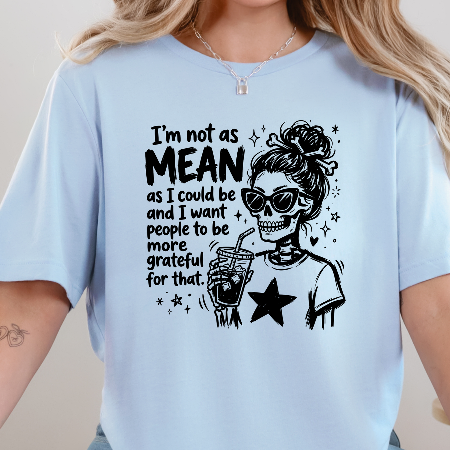 Wholesale I'm not as Mean Graphic Tee - Baby Blue