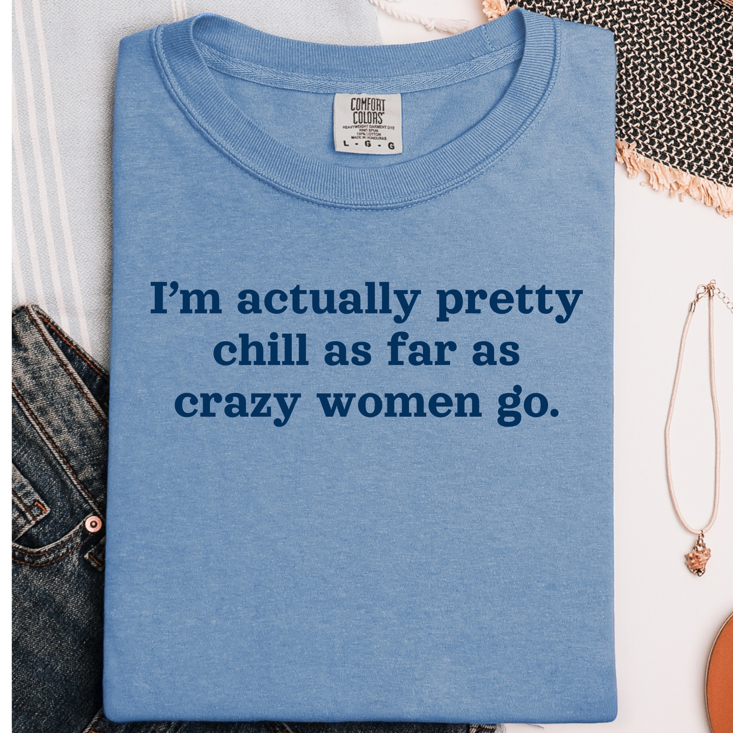 Wholesale Sarcastic Sayings Collection Graphic Tee - Blue Jean