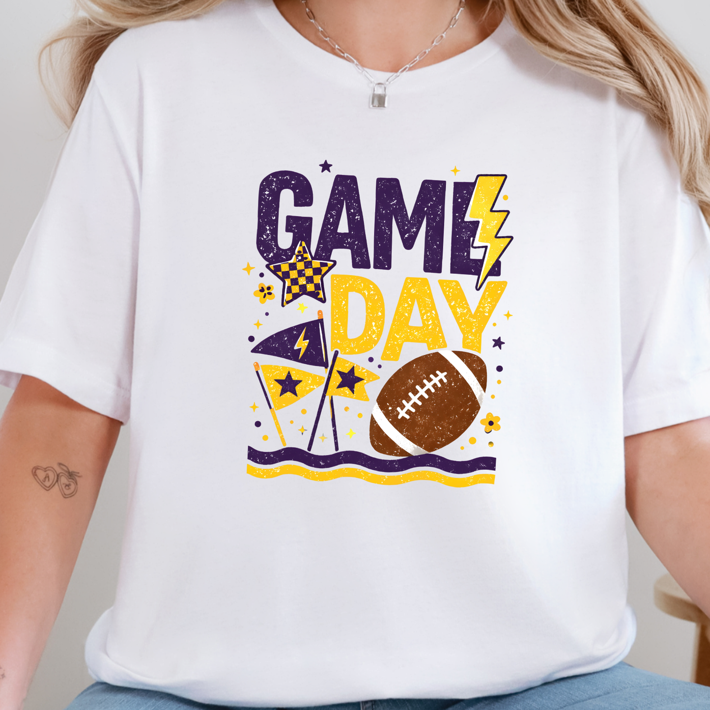 Wholesale Custom Color Game Day Graphic Tee - Purple/Gold