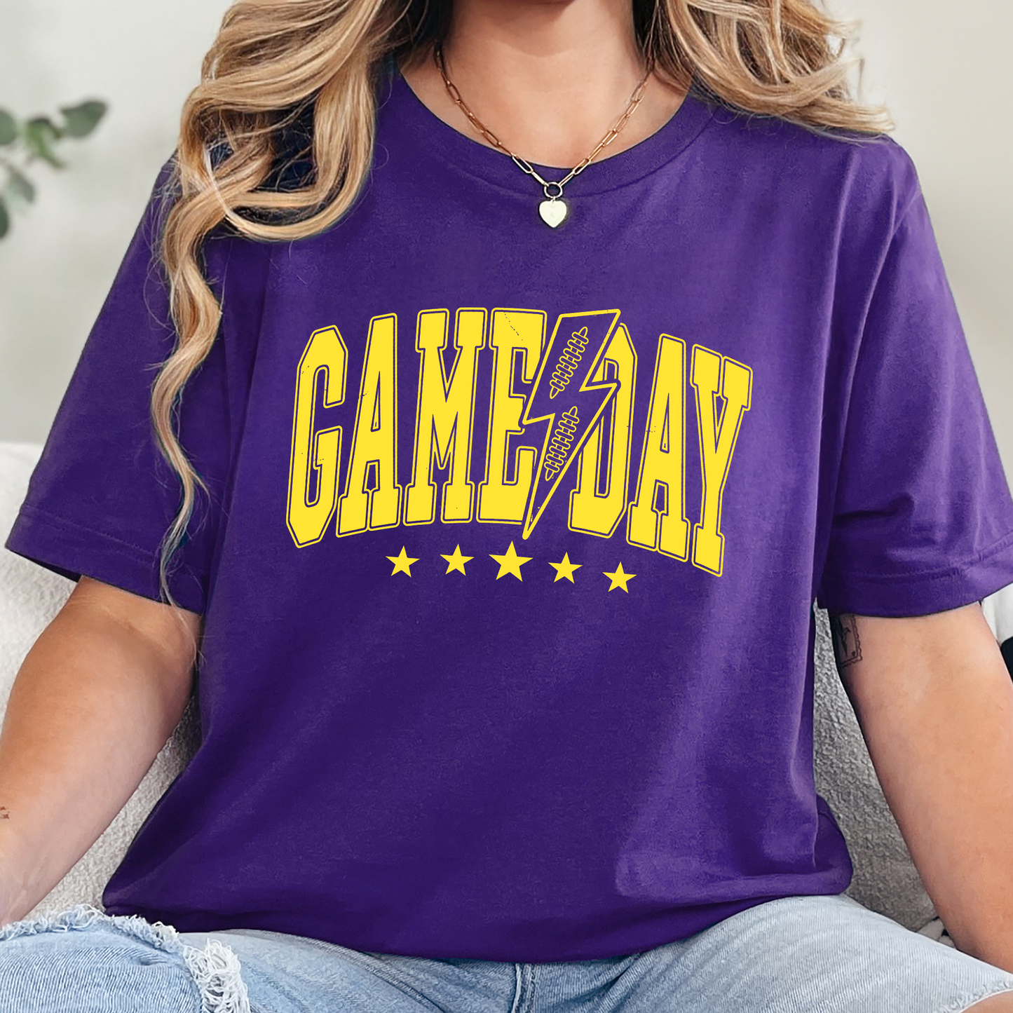Wholesale Custom Color Game Day Lightning Bolt Graphic Tee - Team Purple
