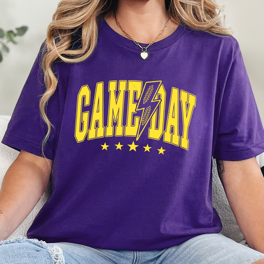 Wholesale Custom Color Game Day Lightning Bolt Graphic Tee - Team Purple