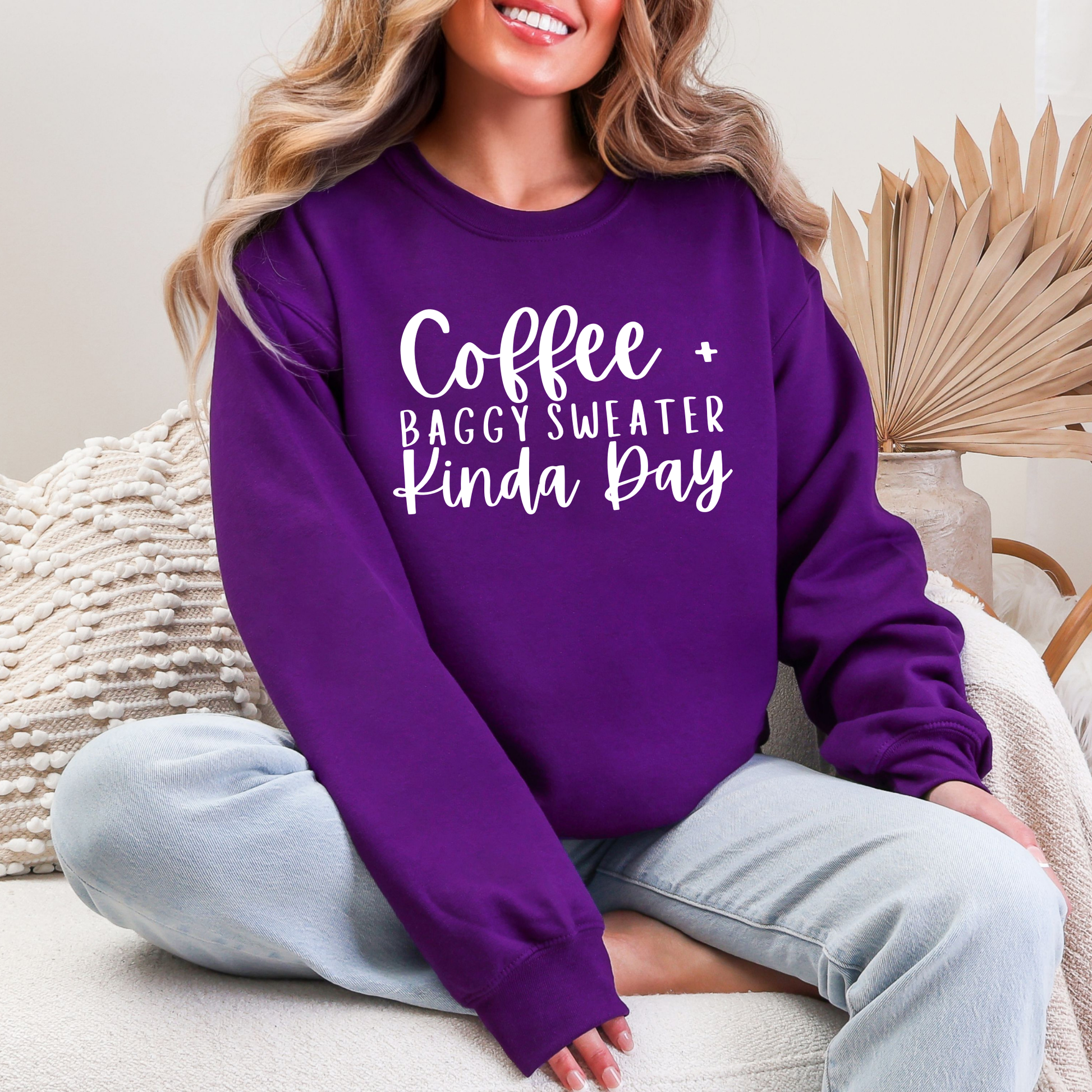 Wholesale Coffee & Baggy Sweater - Purple Sweatshirt