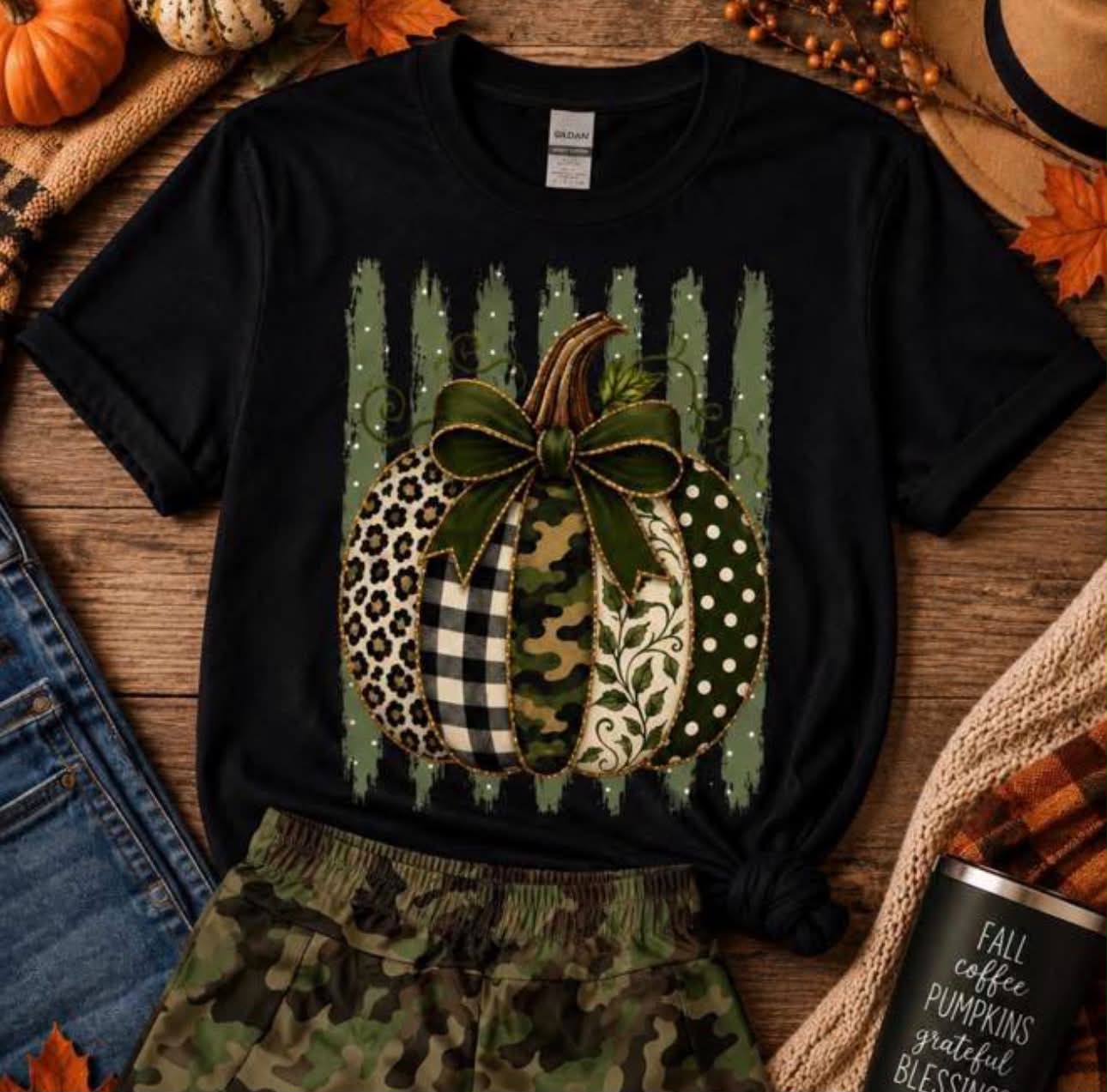 Pattern Camo Pumpkin -Unisex Graphic Sweatshirt/Tee