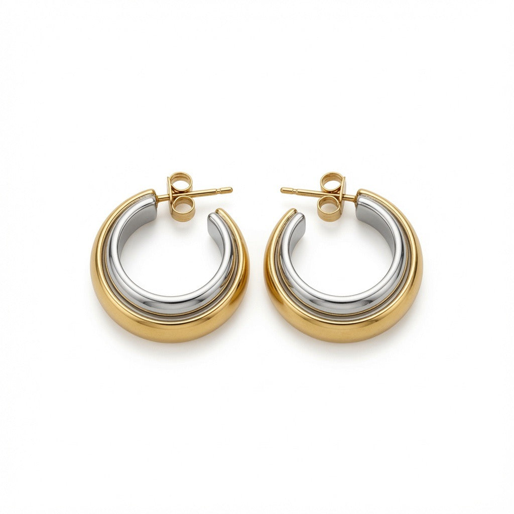 Hannah Two Toned Hoop Earrings