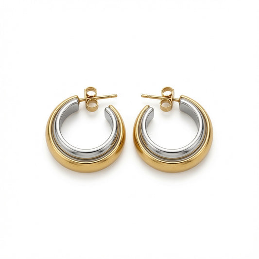Hannah Two Toned Hoop Earrings