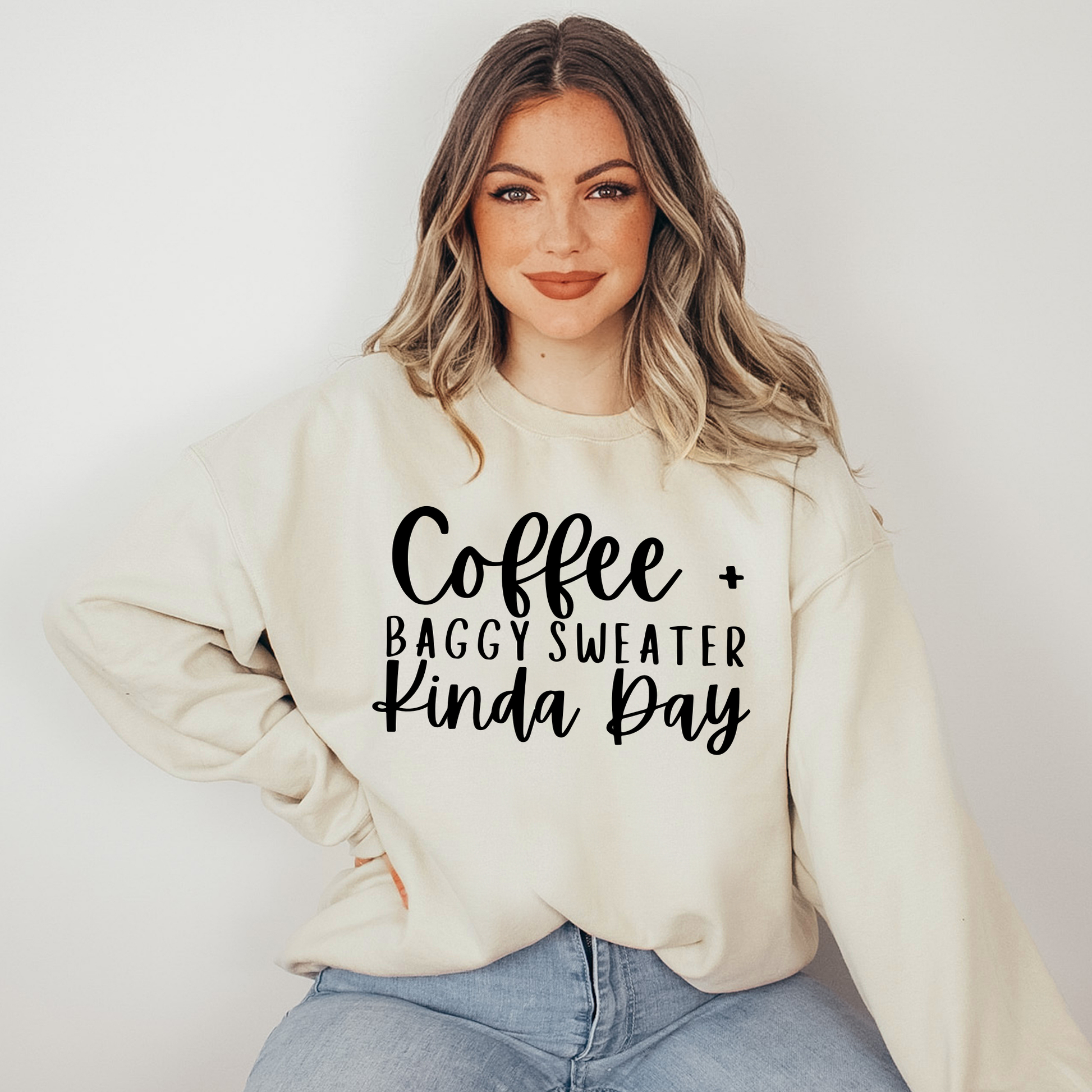 Wholesale Coffee & Baggy Sweater - Sand Sweatshirt