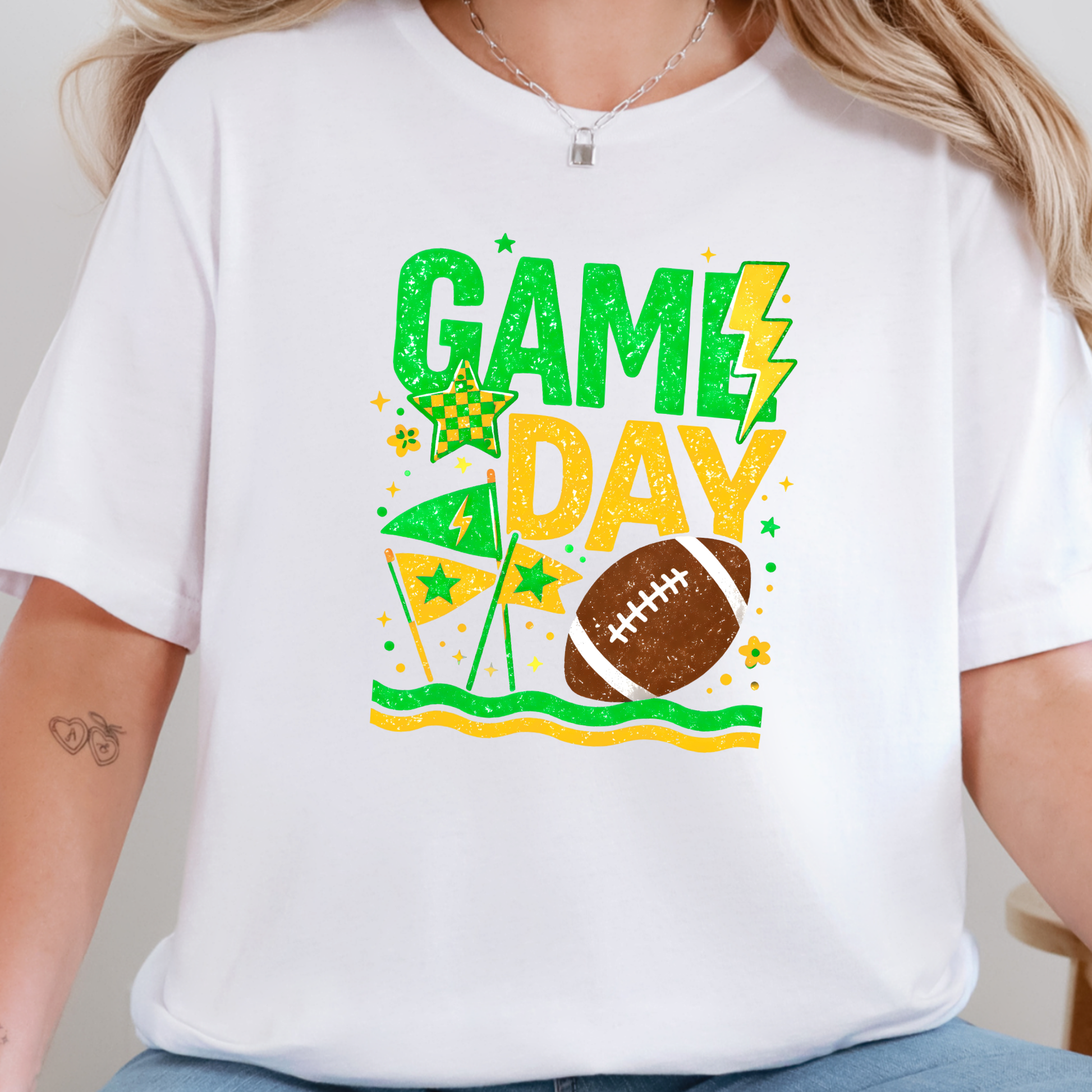 Wholesale Custom Color Game Day Graphic Tee - Green/Gold