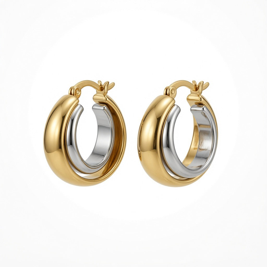 Hannah Two Toned Hoop Earrings