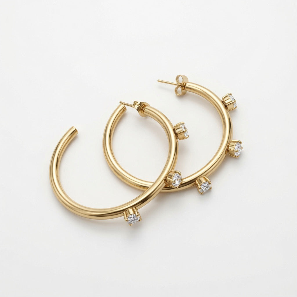 Claire Studded Hoop Earrings