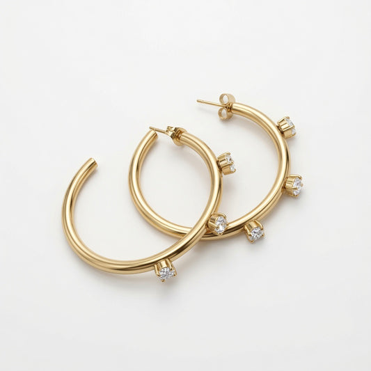 Claire Studded Hoop Earrings