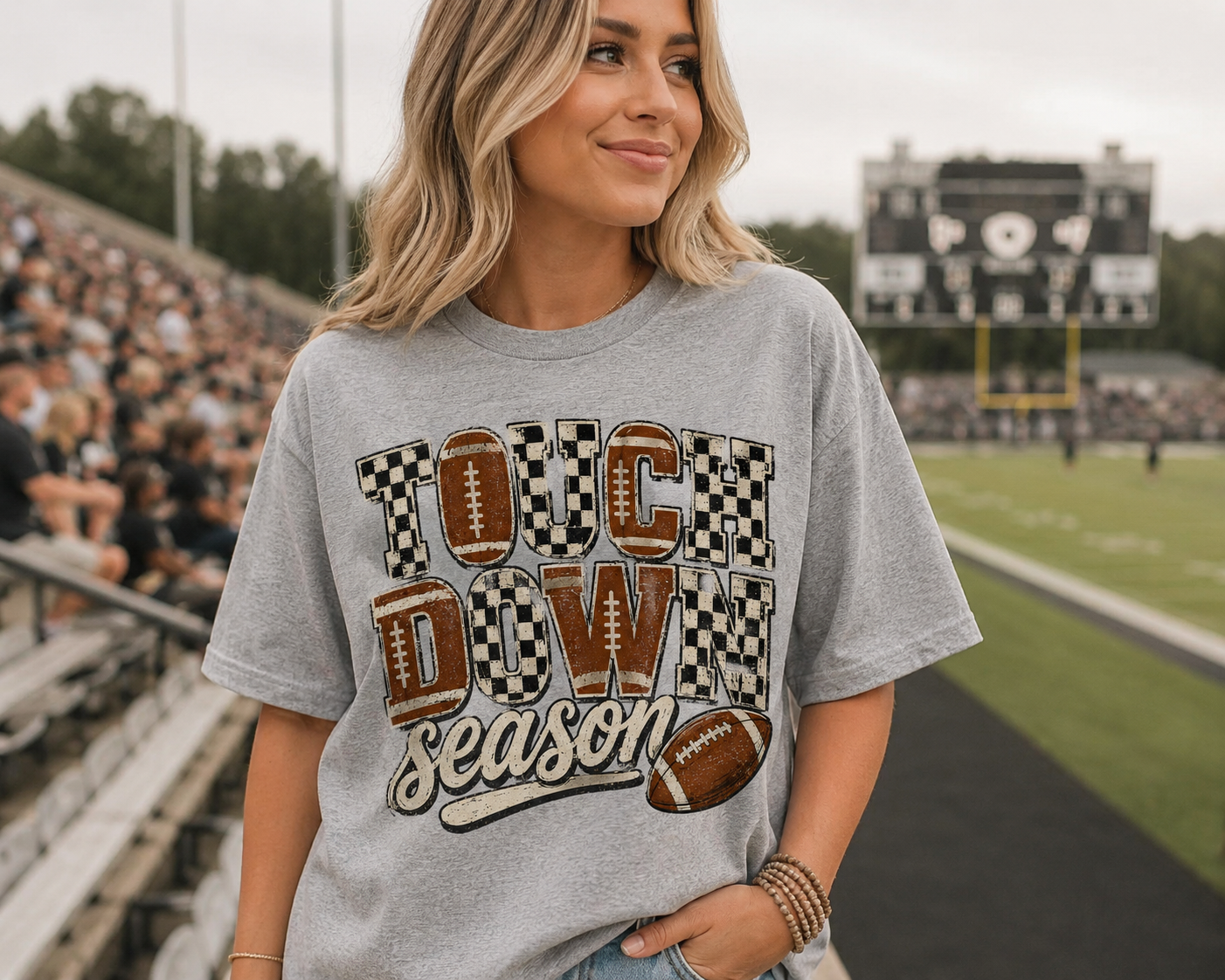 Touchdown Season Checkered- Unisex Graphic Sweatshirt/Tee