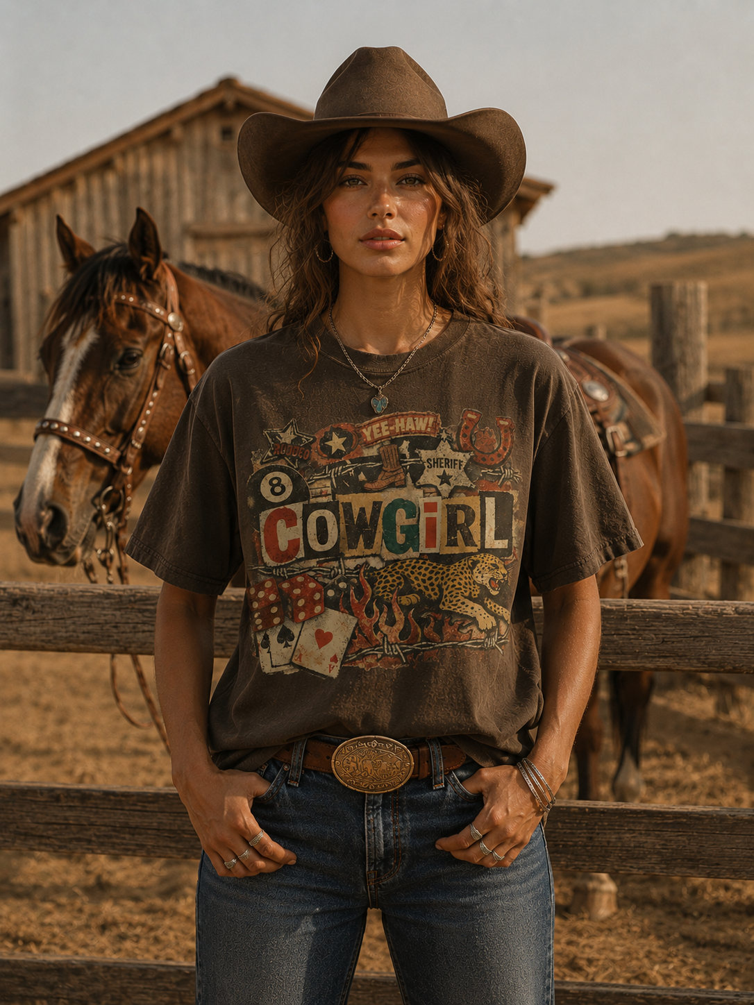 Cowgirl Western Collage -Unisex Graphic Tee