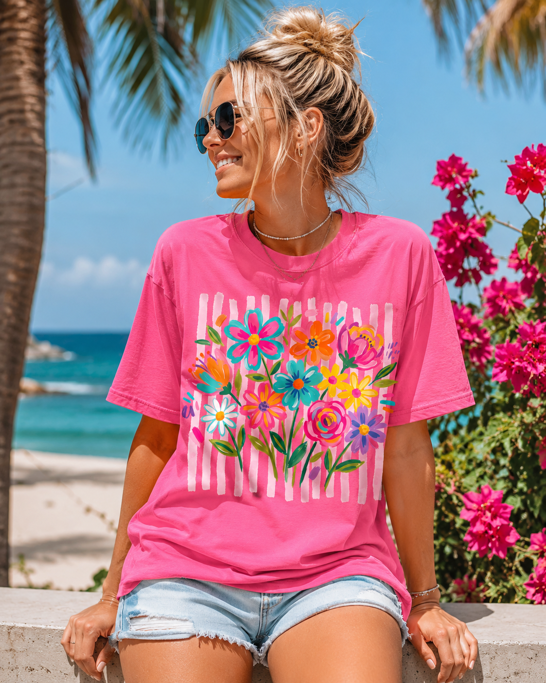 Summer Time Flowers- Unisex Graphic Tee
