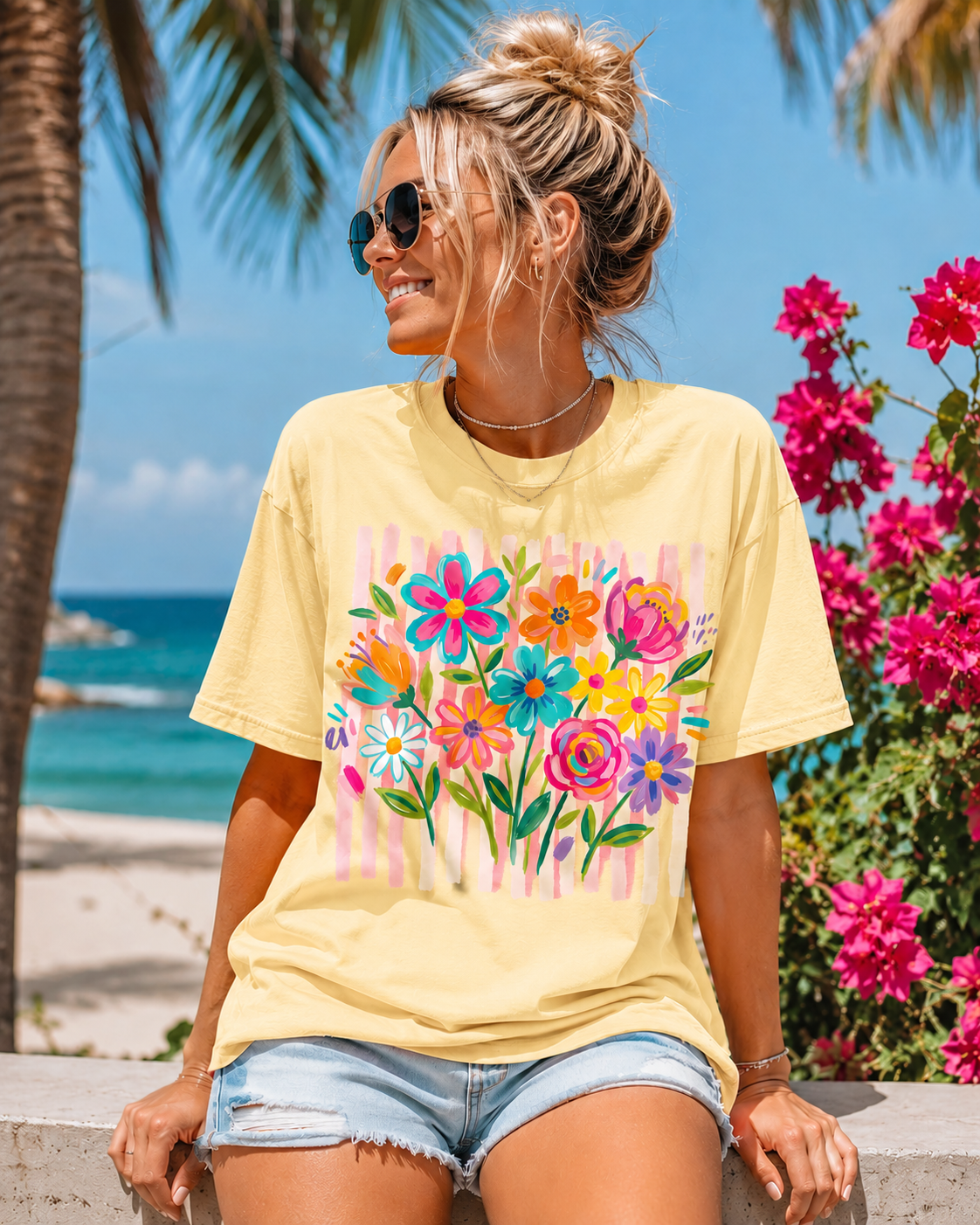 Summer Time Flowers- Unisex Graphic Tee