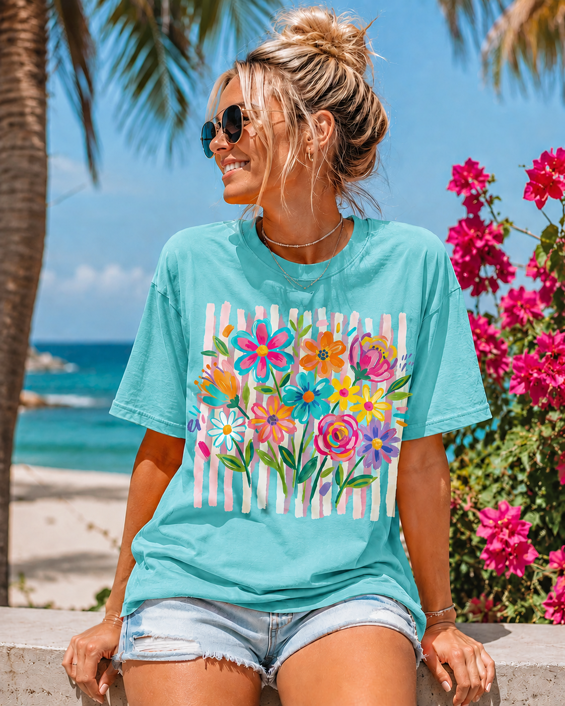 Summer Time Flowers- Unisex Graphic Tee