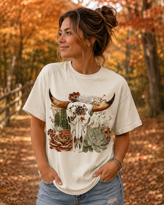 FALL COW SKULL- Unisex Sweatshirt/Tee