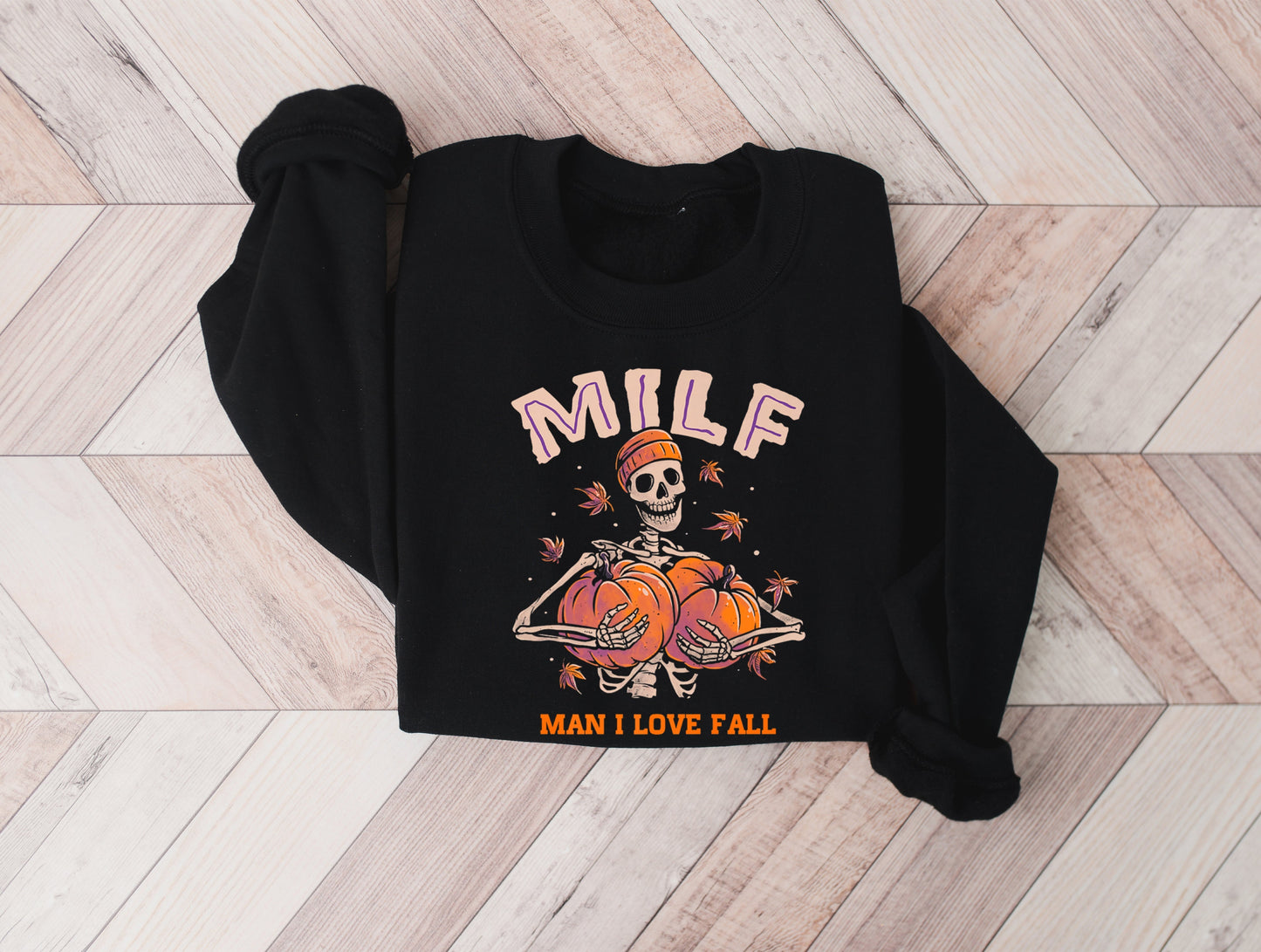 Wholesale Fall MILF Graphic Tee - Black Sweatshirt